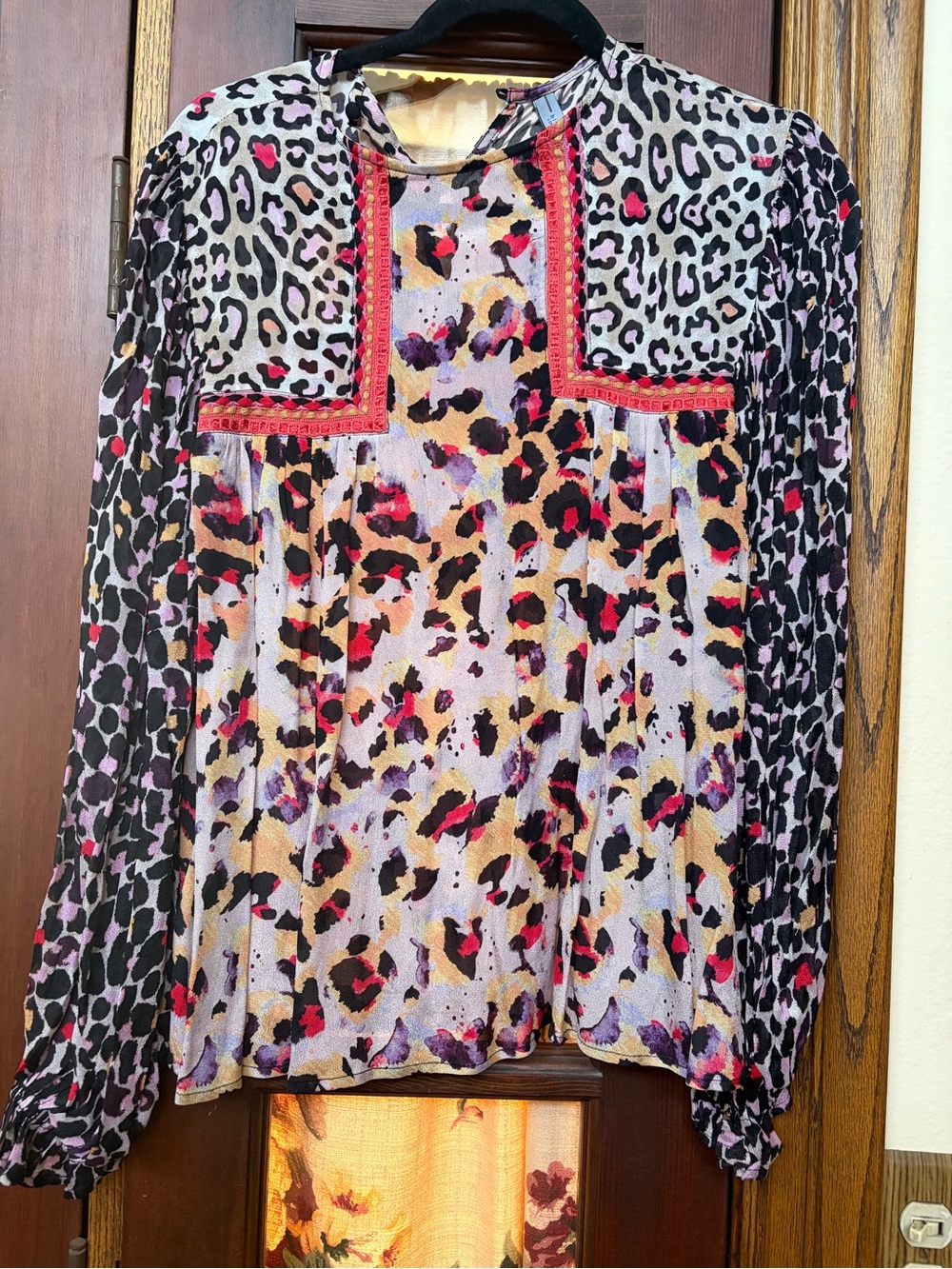 Multicolor Leopard Print Sheer blouse